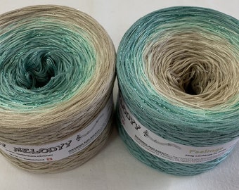 Feelings - Beige and Jade Yarn - Glitter Yarn - Gradient Yarn - Wolltraum Yarn - 3 Ply Yarn - Light Gradient - Ombre Yarn - Spring Yarn