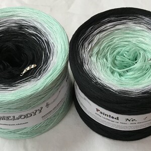 Painted 1 - Painted Yarn - Wolltraum Yarn - Cotton Yarn - Acrylic Yarn - Painted Yarn - Mint Yarn - Beige Yarn -Lace Weight Yarn -4 Ply Yarn