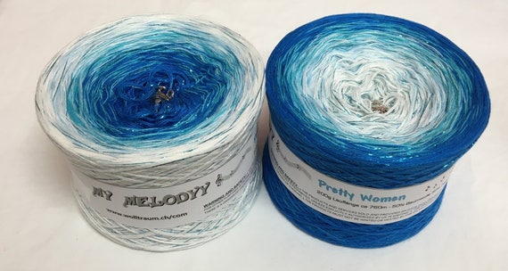 Pretty Women - Blue and White Yarn - Blue Glitter Yarn - Gradient Yarn - Wolltraum Yarn - Yarn Gift - Ombre Yarn - Glitter Yarn - Yarn