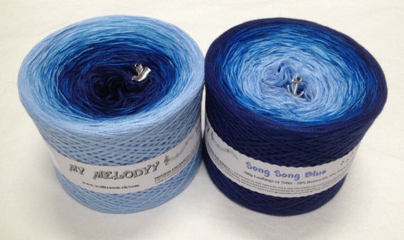 Song Blue - 4 Ply - Blue Gradient Yarn - Cotton Acrylic Yarn - My Melodyy by Wolltraum - Color Changing Yarn - Ombré Yarn - fingering weight