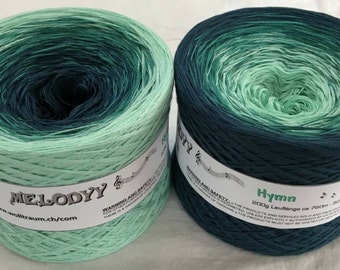 Hymn - Gradient Yarn - Cotton Acrylic Blend - My Melodyy by Wolltraum - Color Changing Yarn - Ombré Yarn - 4 Ply - Wolltraum Yarn - Green