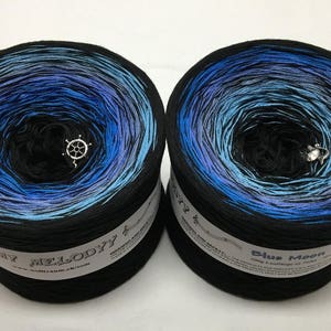 Blue Moon - Gradient Yarn - Blue Cotton Yarn - Blue Acrylic Yarn - Black Cotton Yarn - Black Acrylic Yarn - Wolltraum Yarn - Blue Ombre Yarn