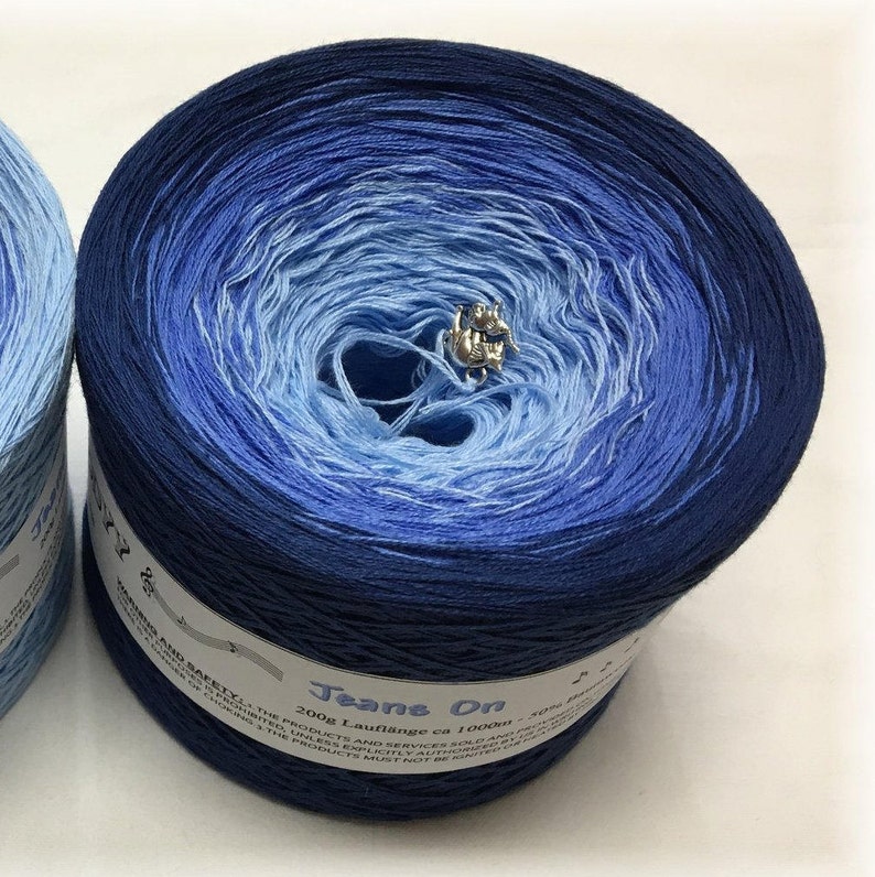 Jeans On 4 Ply Yarn Blue Gradient Yarn Crochet Yarn Knitting Yarn Melodyy by Wolltraum Color Changing Ombré Yarn Hand tied image 2