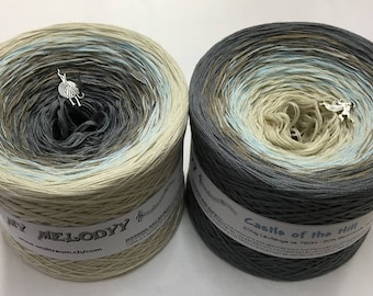 Castle of the Hill - Gray Gradient Yarn - Gray Cotton Yarn - Gray Acrylic Yarn - Wolltraum Yarn - Color Changing Yarn - Fingering Yarn