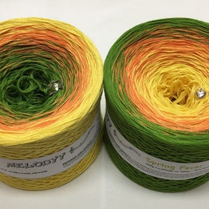 Spring Fever - Green Yarn - Orange Yarn - Yellow Yarn - Cotton Acrylic Blend Yarn - My Melodyy by Wolltraum - Ombré Yarn - Fingering Yarn