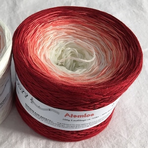 Atemlos - Red Gradient Yarn - Red Cotton Yarn - Red Acrylic Yarn - White Cotton Yarn - White Acrylic Yarn - Wolltraum Yarn - Red Ombré Yarn