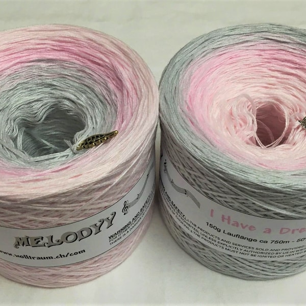 I Have A Dream - Pastel Pink Gradient Yarn - Gray Yarn - Wolltraum - Plied Yarn - Yarn For Crochet - Yarn for Knitting - Cotton Acrylic Yarn