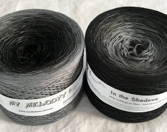 In The Shadows - Black Yarn - Gray Yarn - Wolltraum Yarn - Black Ombré Yarn - Gray Cotton Yarn - Gray Acrylic Yarn - Gray Ombre Yarn