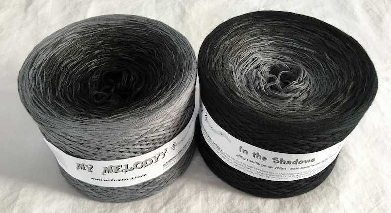 In The Shadows Black Yarn Gray Yarn Wolltraum Yarn Black Ombré Yarn Gray Cotton Yarn Gray Acrylic Yarn Gray Ombre Yarn image 1