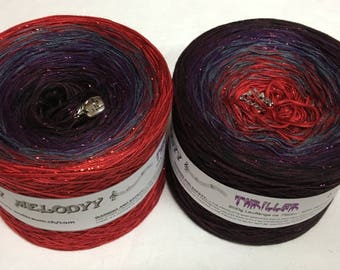 Thriller - Halloween Yarn - Glitter Gradient Yarn - Cotton Blend Yarn - My Melodyy by Wolltraum - Sparkly Yarn - Ombre Yarn - Red Glitter