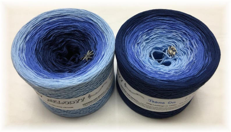 Jeans On 4 Ply Yarn Blue Gradient Yarn Crochet Yarn Knitting Yarn Melodyy by Wolltraum Color Changing Ombré Yarn Hand tied image 1