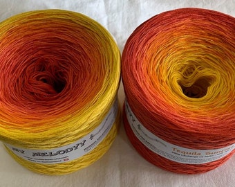 Tequila Sunrise - Fire - Red, Orange, Yellow Yarn - 3 Ply - 4 Ply - 5 Ply - Crochet Yarn - Knitting Yarn - Wolltraum - Gradient Yarn - Ombré