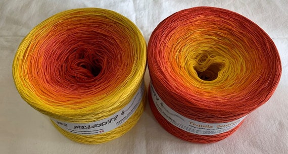 Tequila Sunrise Fire Red, Orange, Yellow Yarn 3 Ply 4 Ply 5 Ply Crochet Yarn  Knitting Yarn Wolltraum Gradient Yarn Ombré 