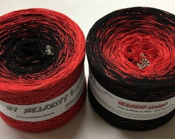 Bloody Mary - Halloween Yarn - Glitter Gradient Yarn - Cotton Blend Yarn - My Melodyy by Wolltraum - Sparkly Yarn - Ombre - Red Glitter Yarn