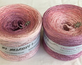 Christmas Time - Christmas Yarn - Holiday Yarn - Gradient Yarn - Wolltraum Yarn - Crafty Gift - Yarn Gift - Ombre Yarn - Pink Glitter Yarn
