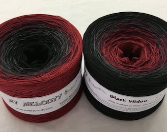 Black Widow - Red and Black Yarn - Gradient Yarn - Burgundy Yarn - Ombre Yarn - Hand Tied Yarn - Wolltraum Yarn - Fingering Yarn - Yarn