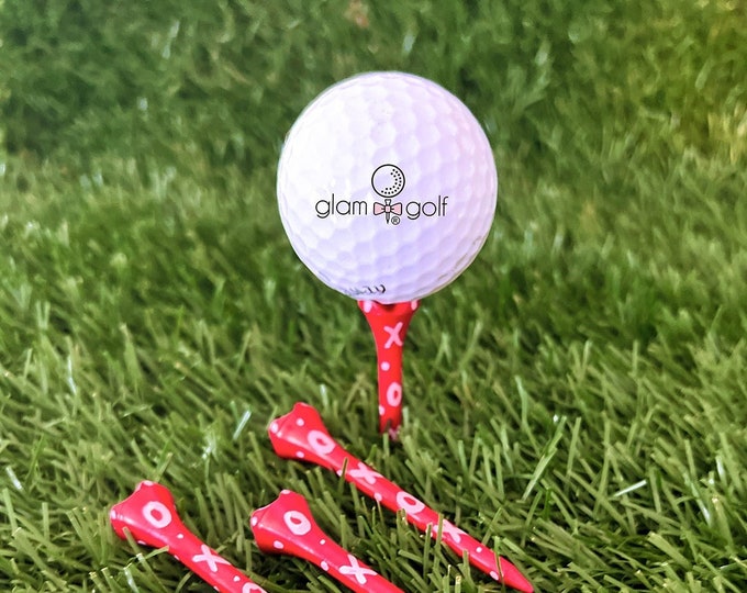 Golf Tees-Red X and O golf tees-Ladies golf Tees-Whimsical Custom Golf Tees- Custom made golf tees-Golf gifts for women