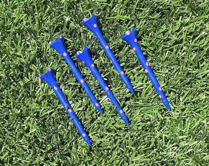 Golf Tees-Navy Blue with Pink Polka Dots Golf Tees-Ladies golf Tees-Whimsical Custom Golf Tees- Custom made golf tees-Golf gifts for women