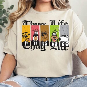 Thug Life Cartoon Dogs PNG Design Funny Gangster Dog Clipart Sublimation File for T Shirt Printing Vintage Retro Animal Art Download