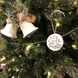 One Wood Ornament, Farmhouse Christmas Ornament, Christmas Ornament, Wood Slice Ornament