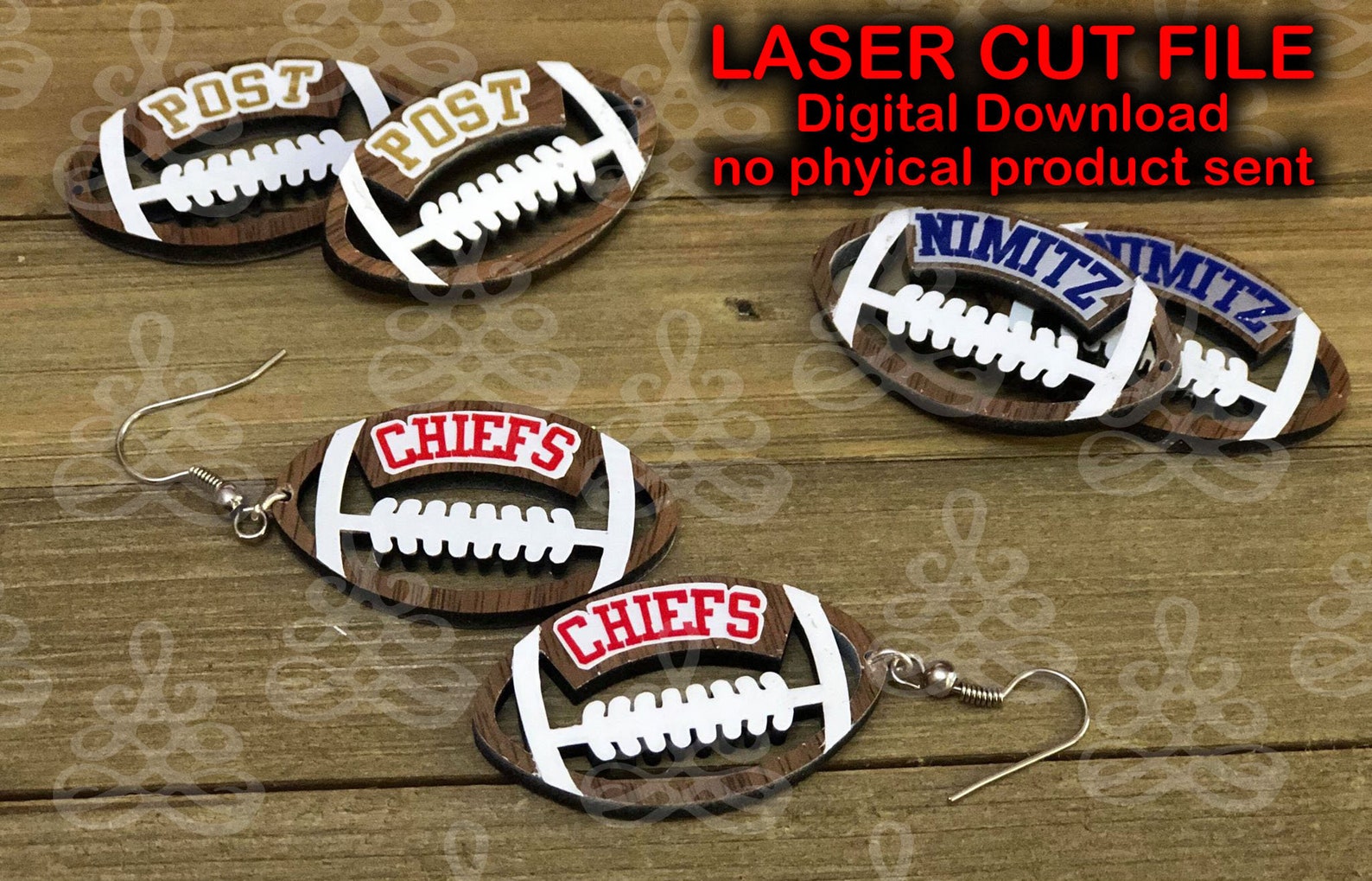 Laser Cut File Wooden Football Earrings Etsy