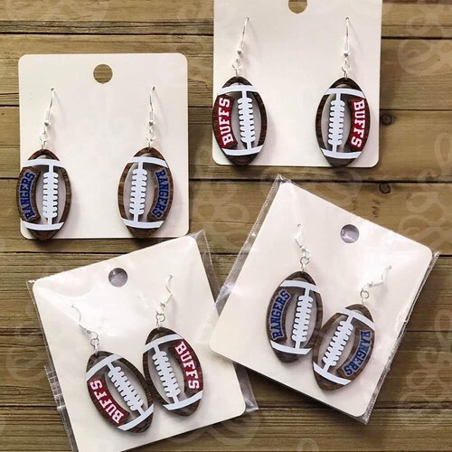 Football Faux Leather Earrings Customizable Team Colors Etsy