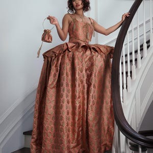 Couture Queen Elizabeth renaissance ball gown cartridge pleats gold historical fantasy duchess debutant  Bridgerton royalty regency gown