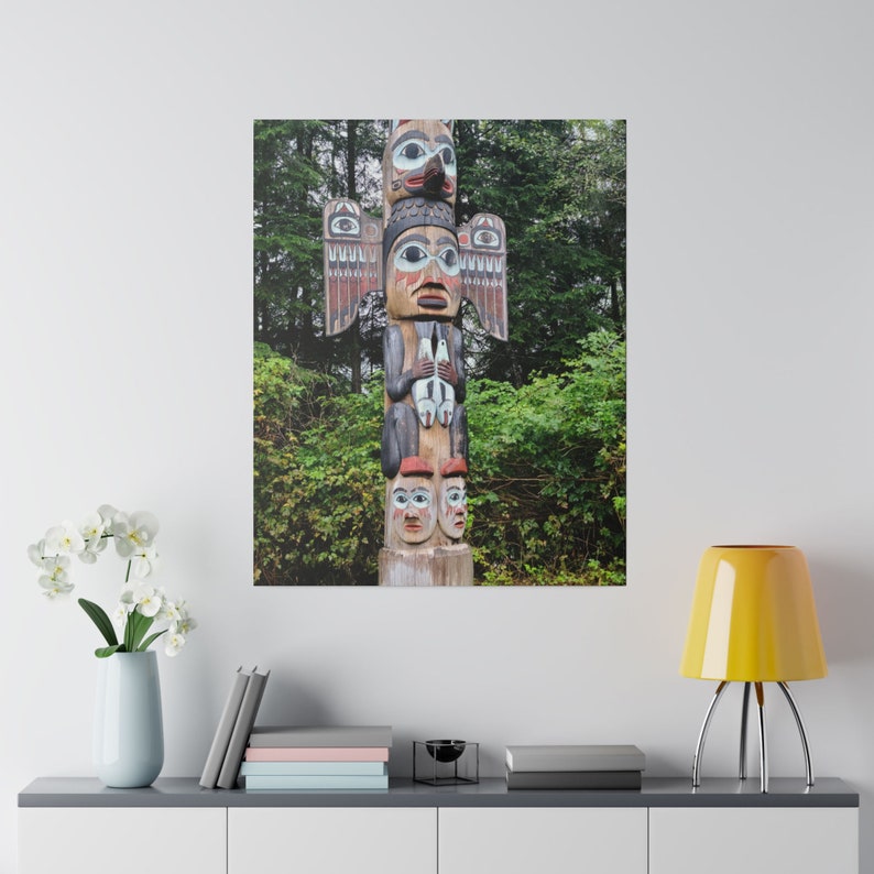 Totem Pole Canvas Print - Historic Totem in Ketchikan Alaska - Native ...