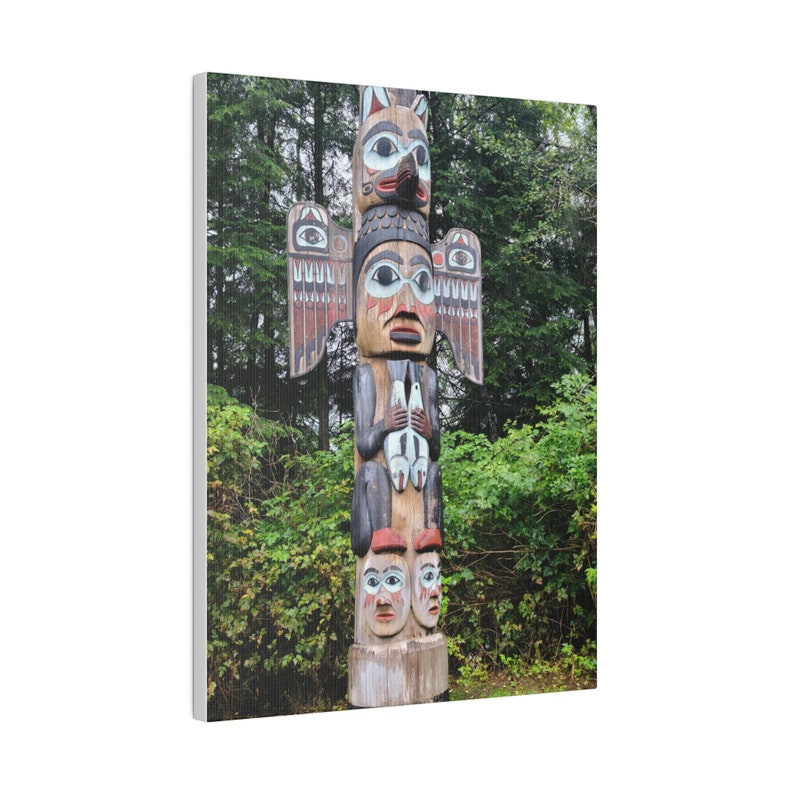 Totem Pole Canvas Print - Historic Totem in Ketchikan Alaska - Native ...