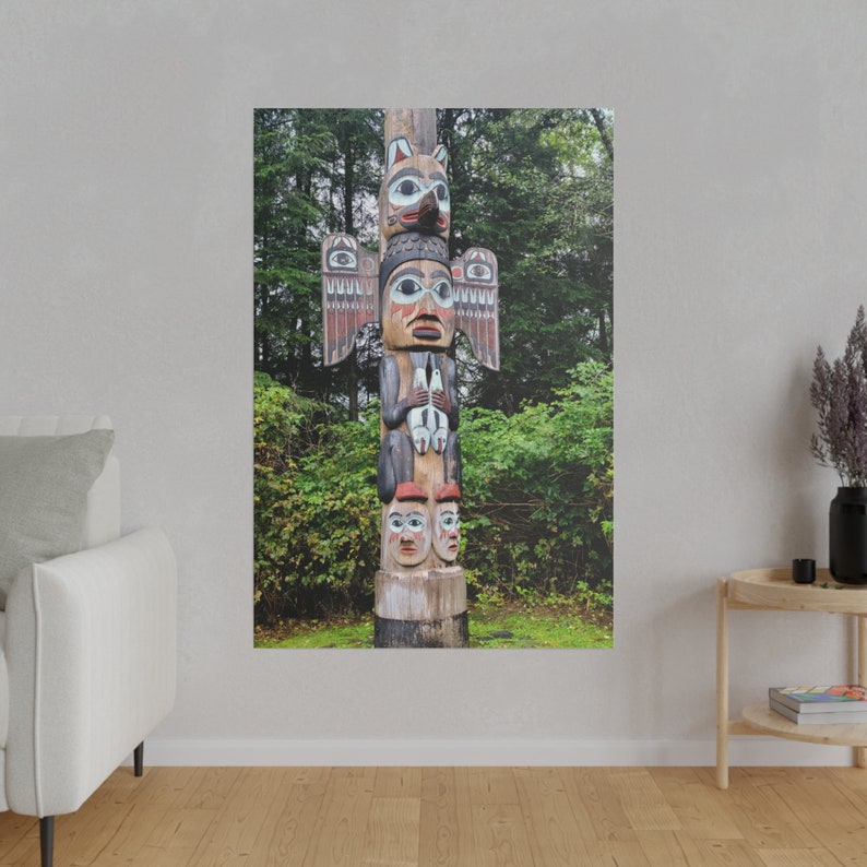 Totem Pole Canvas Print - Historic Totem in Ketchikan Alaska - Native ...