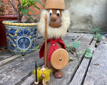 Vintage Danish Design XXL Viking Figurine, Wood, 30 Cm, 1960s