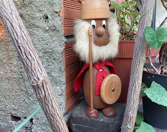 Big Vintage Danish Teak Wood Viking Figurine. 60s, Denmark, 30 Cm