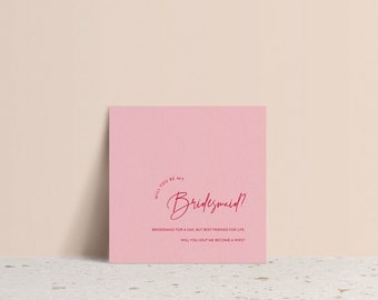 Will You Be My Bridesmaid? Digital and Printable Card, Ask a friend to be Bridesmaid, Instant Download
