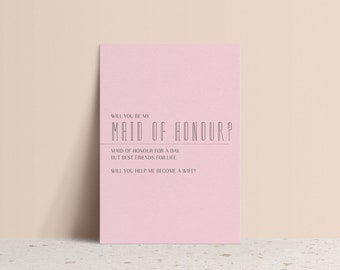 Maid of Honour Proposal Postcard: Printable Card (Digital Download A6 PDF/JPEG)
