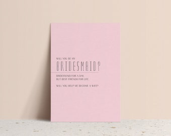 Bridesmaid Proposal Card: Modern Printable Design (Digital Download A6 PDF & JPEG)
