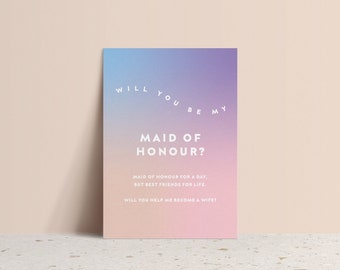 Rainbow Maid Of Honour Asking Postcard, Digital and Printable Card, Instant download