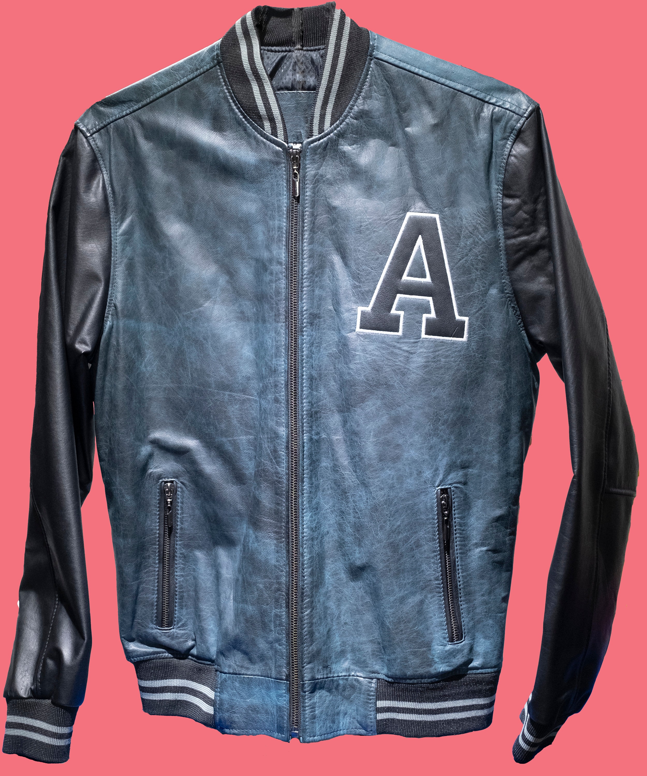 Leather baseball bomber jacket hotsell