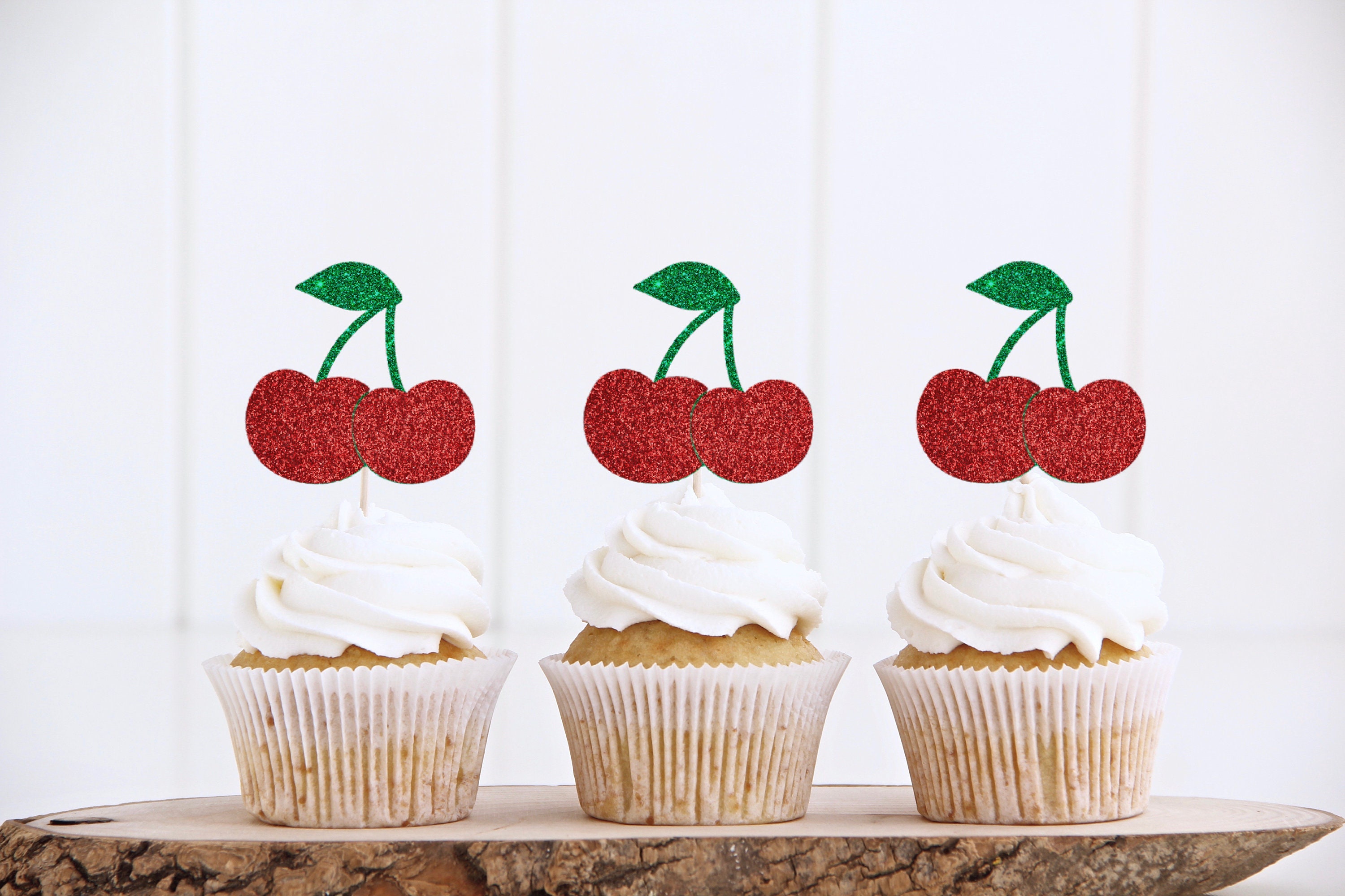 Cherry Cupcake Toppers, Cherry Cake Toppers, Cherry Theme Party Cupcake ...