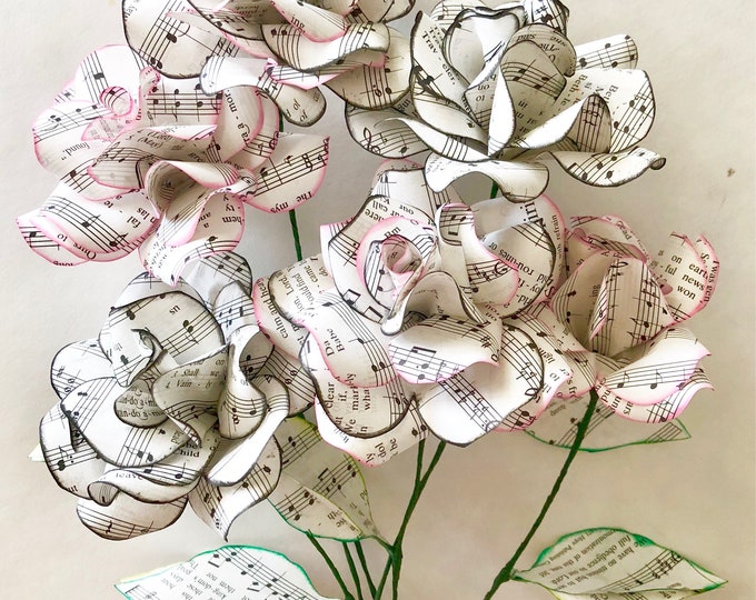 Hymnal Paper Roses Bouquet: Handcrafted Sheet Music Flowers