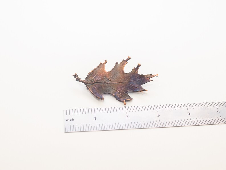 Copper shawl pin Red oak leaf brooch.