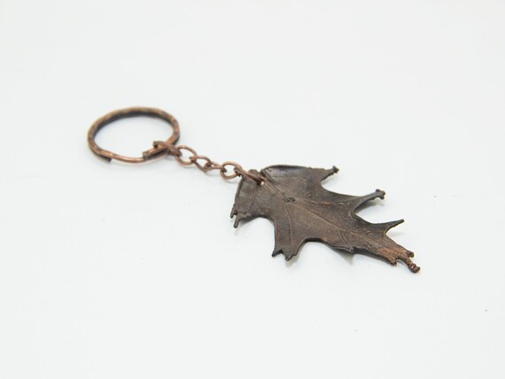 Leaf Keychain Copper Oak Leaf Keyring Key Holder Key Hoop Etsy