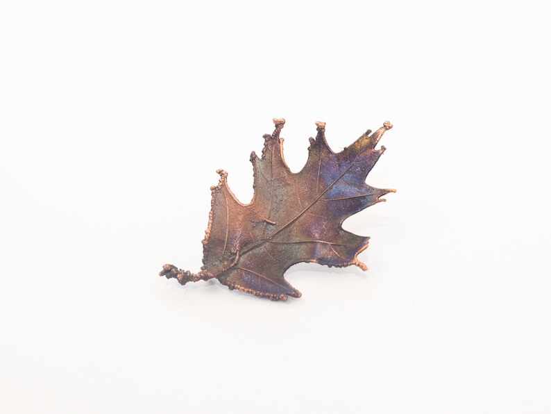 Copper shawl pin Red oak leaf brooch.