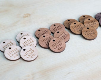 Custom Laser Cut 25mm Circle Tags - Wooden Tags - Personalised Tags - Custom Branding - Etched Circle Tags