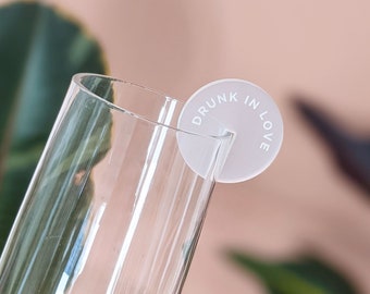 Acrylic Drink Tags - Frosted Acrylic Drink Discs - Clear Acrylic Drink Names - Wedding Drink Tags