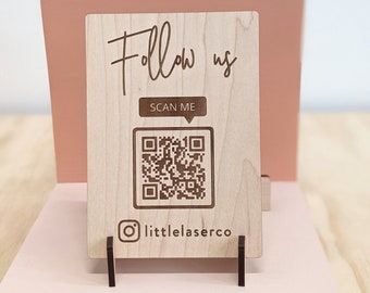Custom Maple Wood QR Code Sign - Laser Cut Market Display