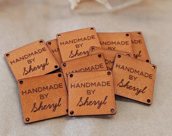 Personalised Leather Tags - Handmade by Square Leather Tags - Custom leather labels