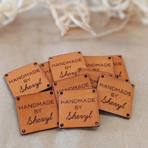 Personalised Leather Tags - Handmade by Square Leather Tags - Custom leather labels