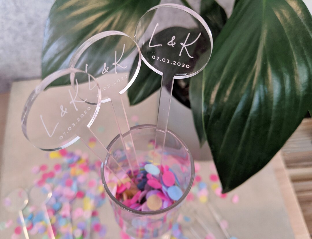 Personalised Swizzle Sticks Clear Acrylic Swizzle Sticks Wedding