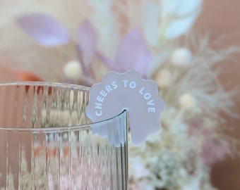 Wavy Acrylic Drink Tags - Frosted Acrylic Drink Discs - Clear Acrylic Drink Names - Wedding Drink Tags