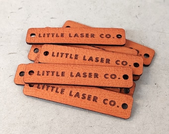 Custom Tan Laser Cut Leather Tags - Leather Tags - Personalised - Custom Branding - Etched Tags